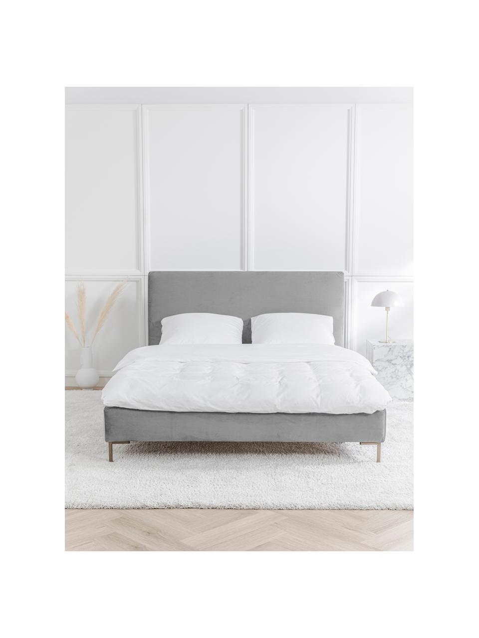 Zamatová čalúnená posteľ Peace, Zamatová svetlosivá, Š 140 x D 200 cm