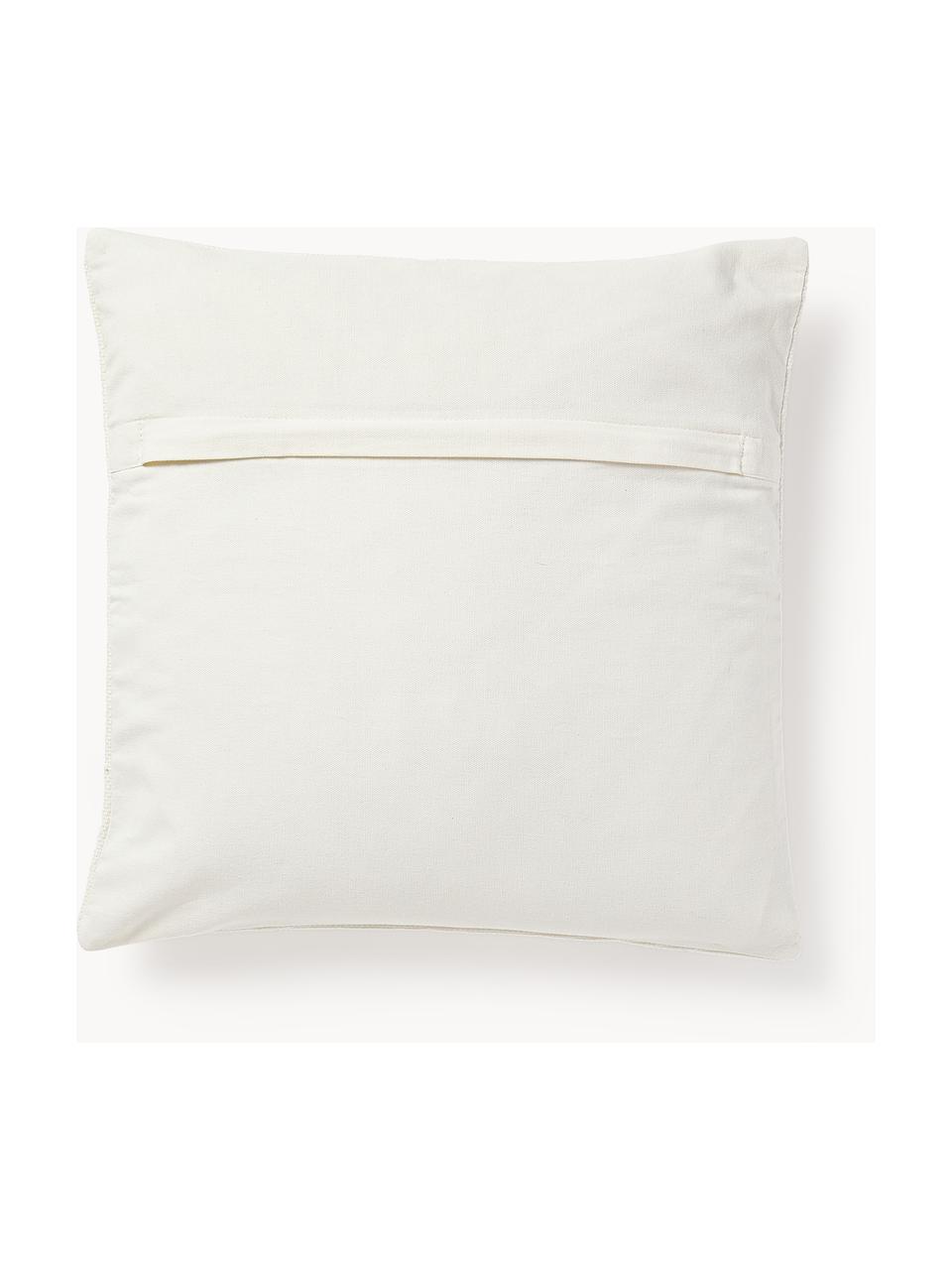 Housse de coussin 45x45 brodée Izad, Blanc cassé, rouge rouille, jaune moutarde, larg. 45 x long. 45 cm