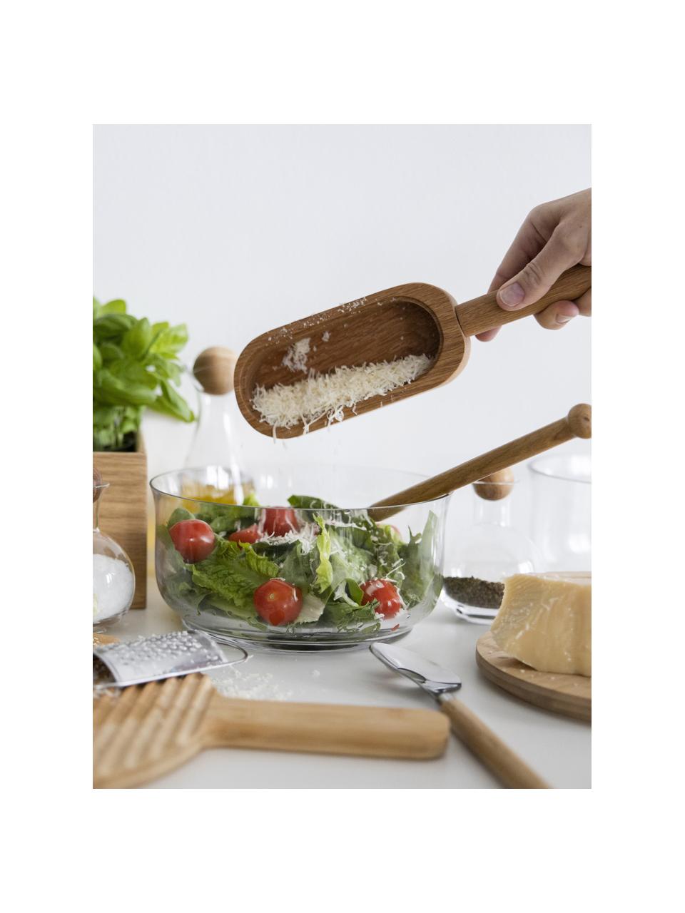 Salatschüssel Nature mit Servierbrett als Deckel, 2er-Set, Schüssel: Glas, Transparent, Hellbraun, Set mit verschiedenen Grössen