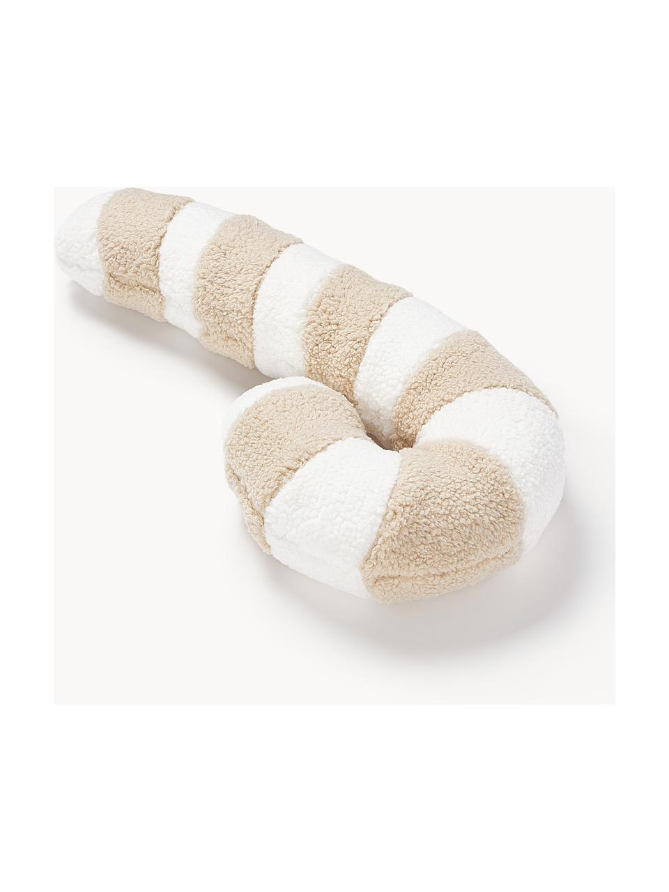 Teddy-Kissen Sugar in Zuckerstangenform, Hülle: 100 % Polyester (Teddyfel, Hellbeige, Weiss, B 20 x L 40 cm