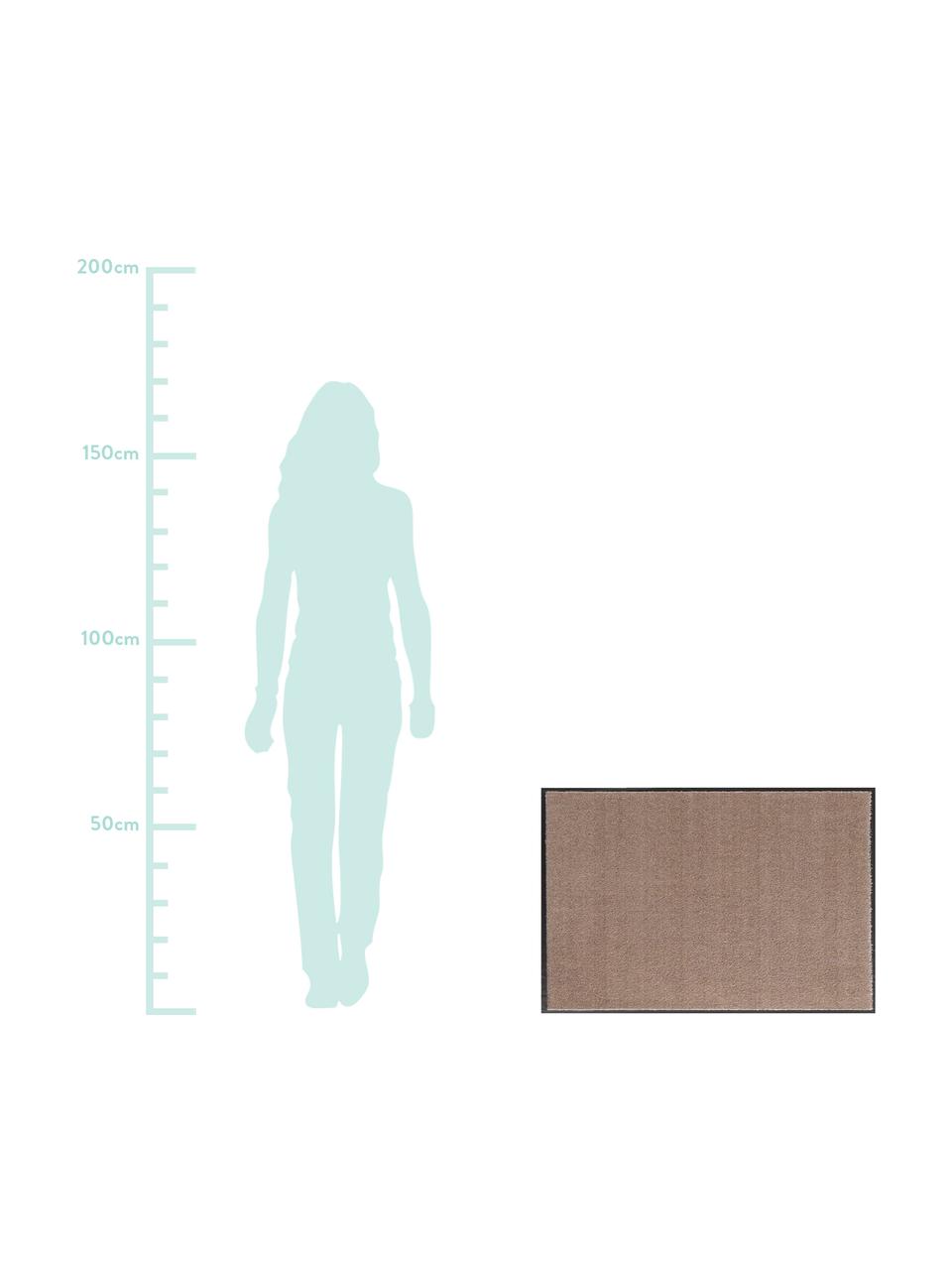 Polyamide deurmat Milo, Bovenzijde: polyamide, Onderzijde: rubber, Taupe, zwart, 58 x 90 cm