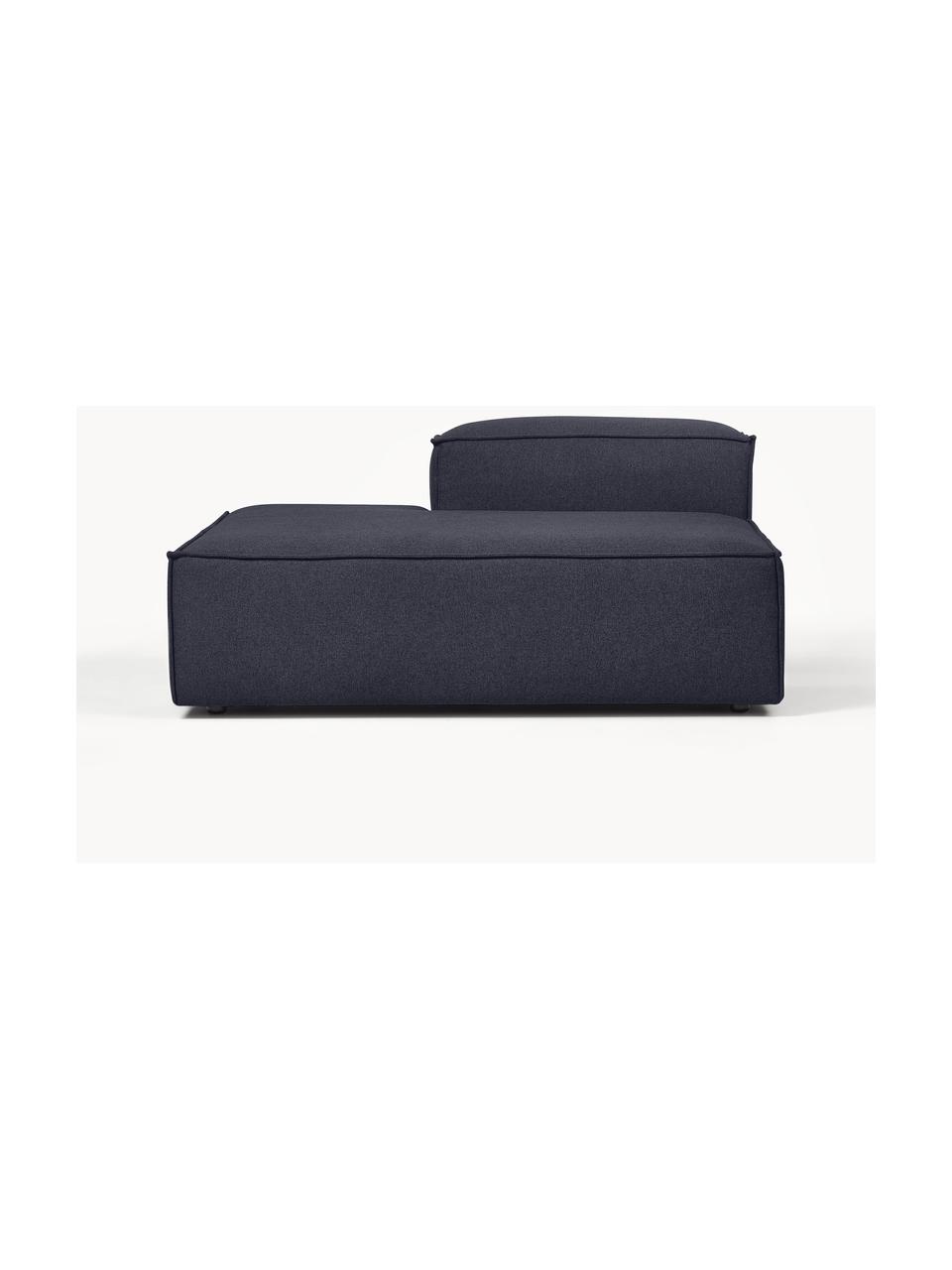 Ottomane-Modul Lennon, Bezug: 100 % Polyester Der strap, Gestell: Massives Kiefernholz FSC-, Füße: Kunststoff, Webstoff Dunkelblau, B 150 x T 119 cm, Rückenlehne rechts