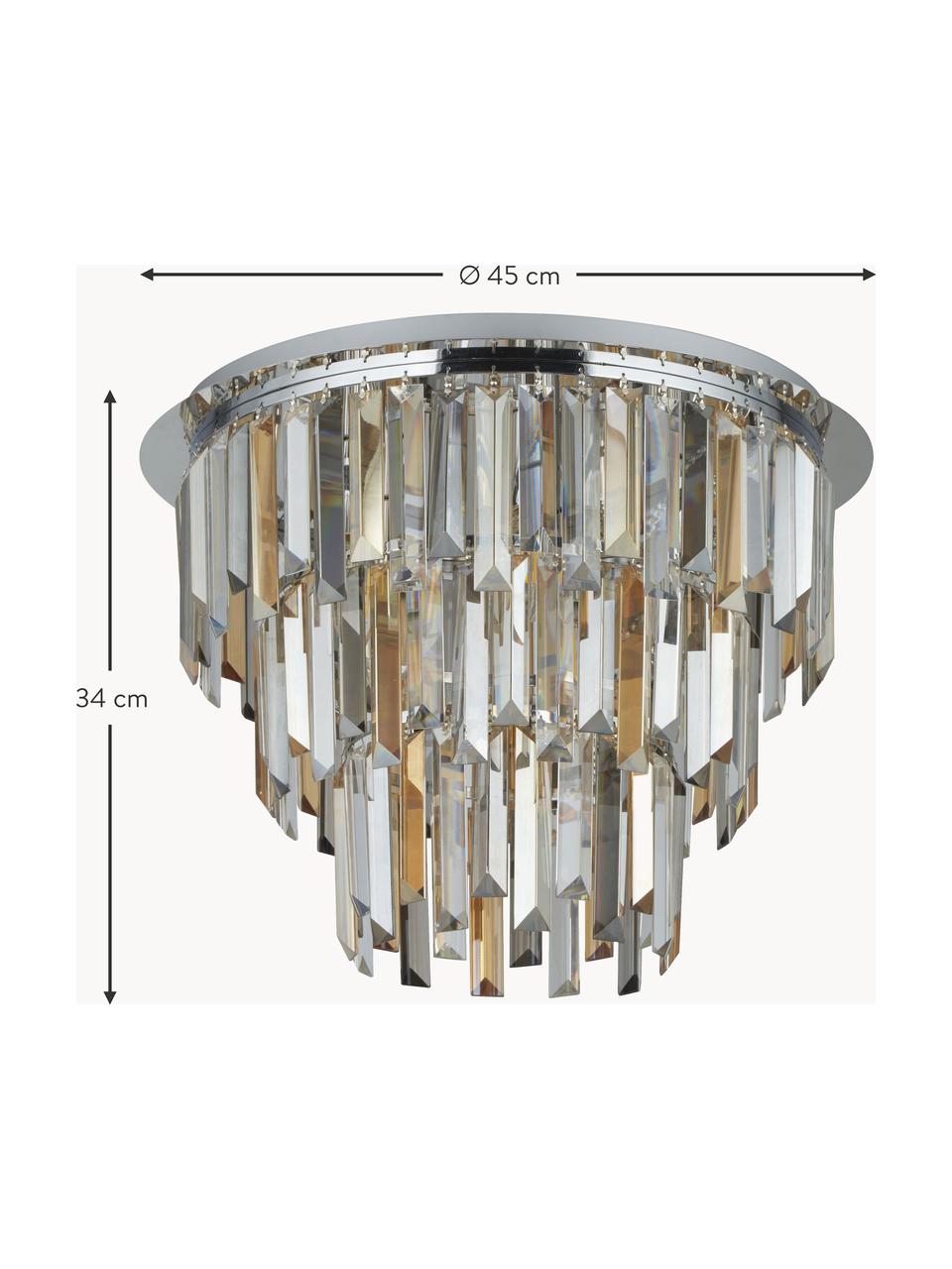 Design plafondlamp Clarissa, Lampenkap: glas, Zilverkleurig- en goudkleurig, Ø 45 x H 34 cm