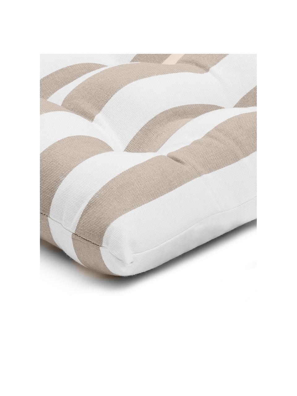 Gestreiftes Sitzkissen Timon, Bezug: 100% Baumwolle, Beige, Weiss, B 40 x L 40 cm