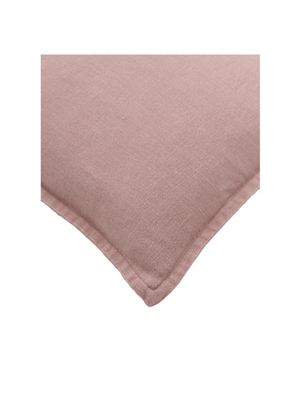 Housse de coussin lin vieux rose Lanya, 100 % pur lin, Vieux rose, larg. 50 x long. 50 cm