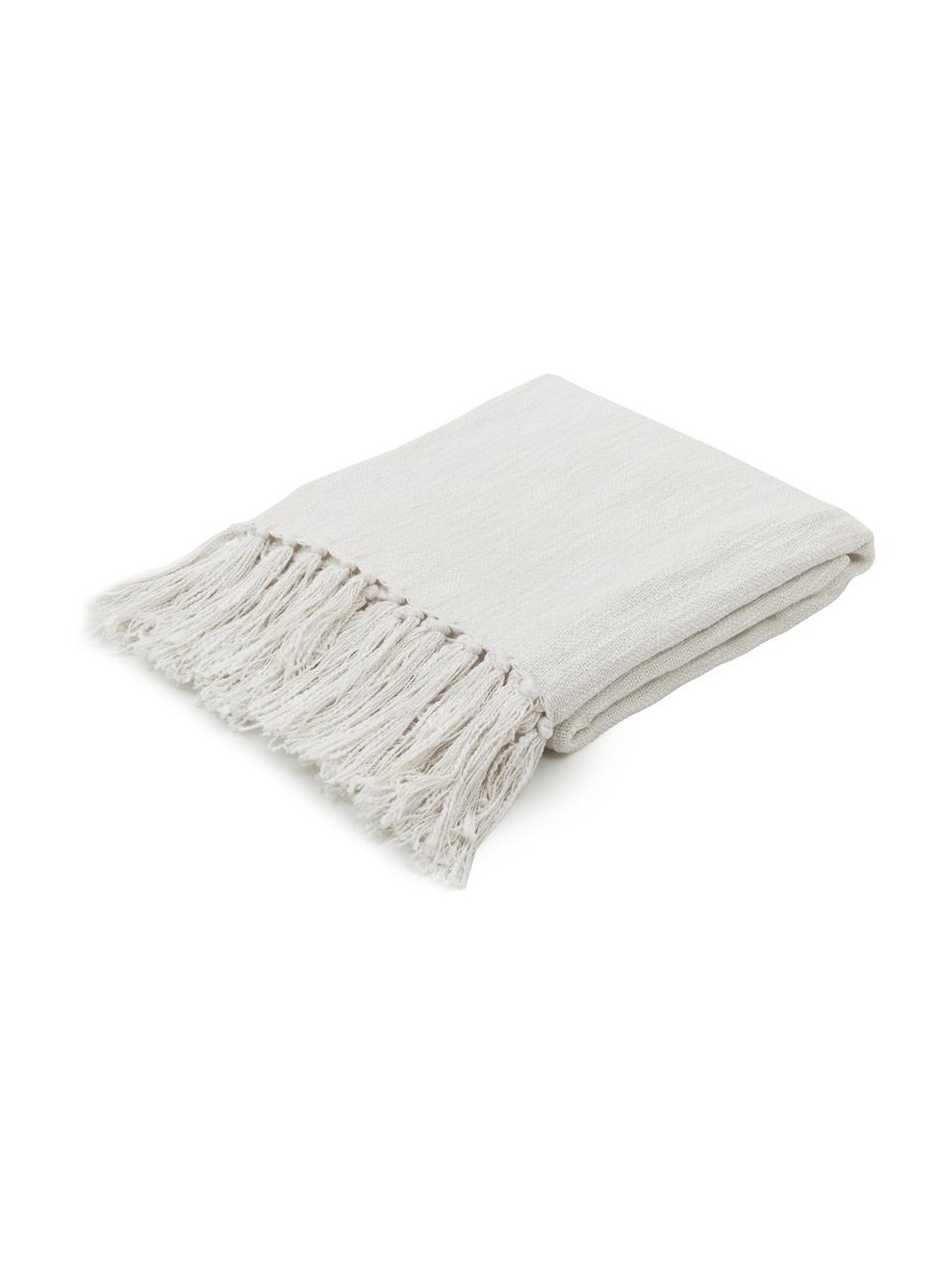 Bavlněný pléd s třásněmi Toly, 100 % bavlna, Krémově bílá, Š 130 cm, D 170 cm