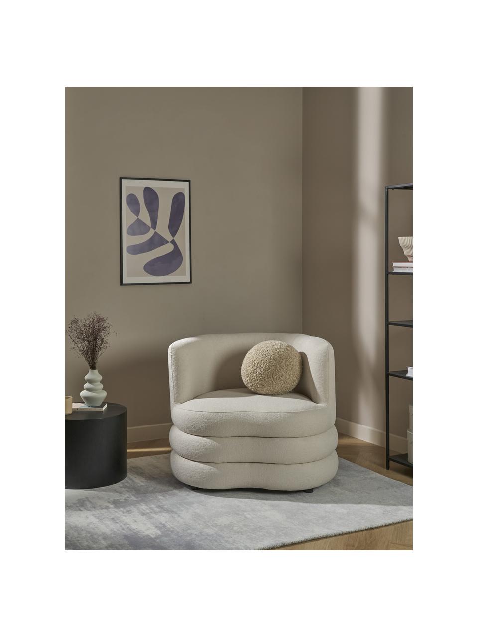 Poltrona di design in tessuto boucle Solomon, Rivestimento: 100% poliestere 35.000 ci, Struttura: legno di abete massiccio,, Piedini: plastica, Tessuto bouclé beige chiaro, Larg. 95 x Prof. 80 cm