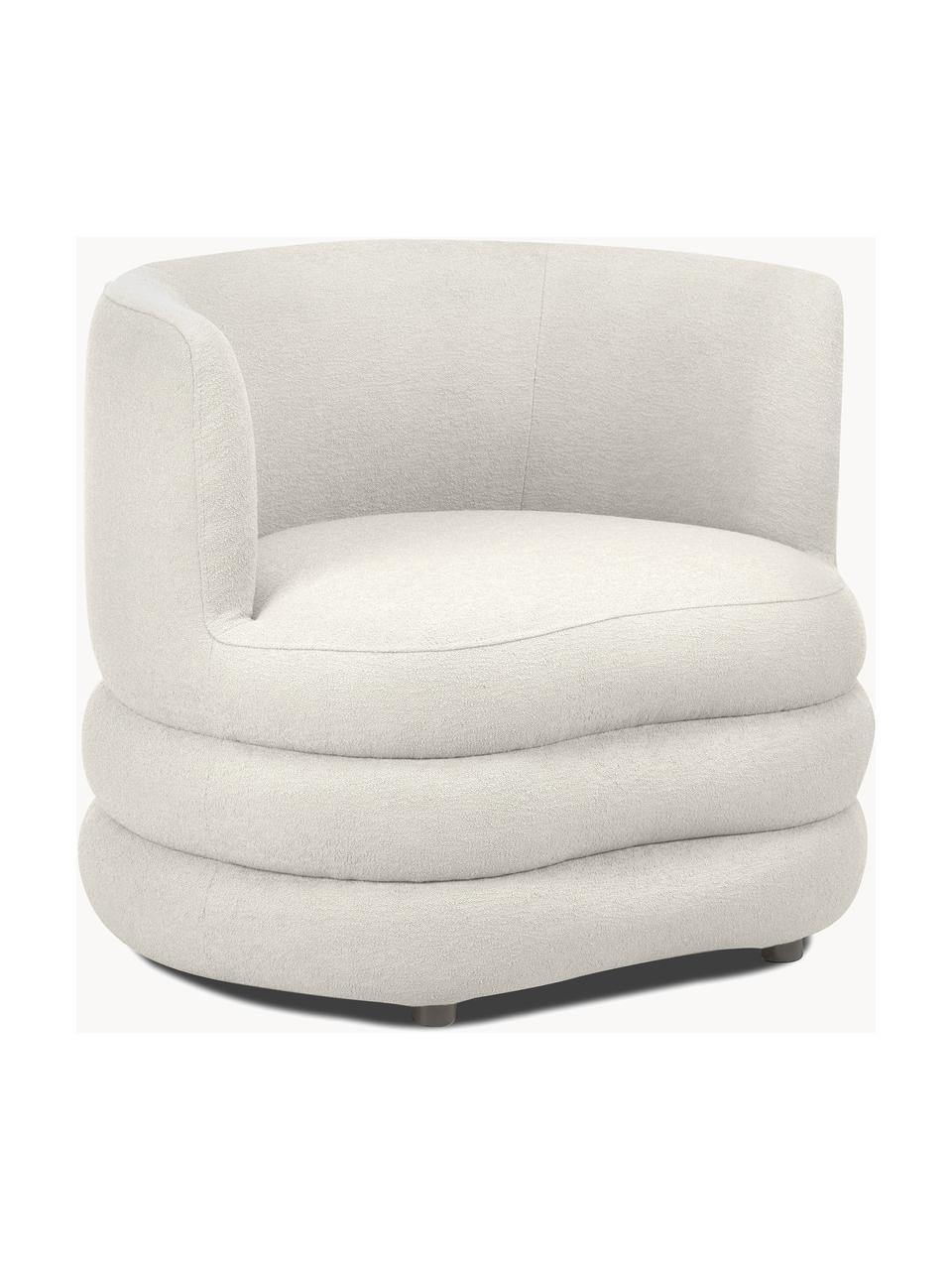 Design bouclé fauteuil Solomon, Bekleding: 100% polyester Met 35.000, Frame: massief sparrenhout, FSC-, Poten: kunststof, Bouclé crèmewit, B 95 x D 80 cm