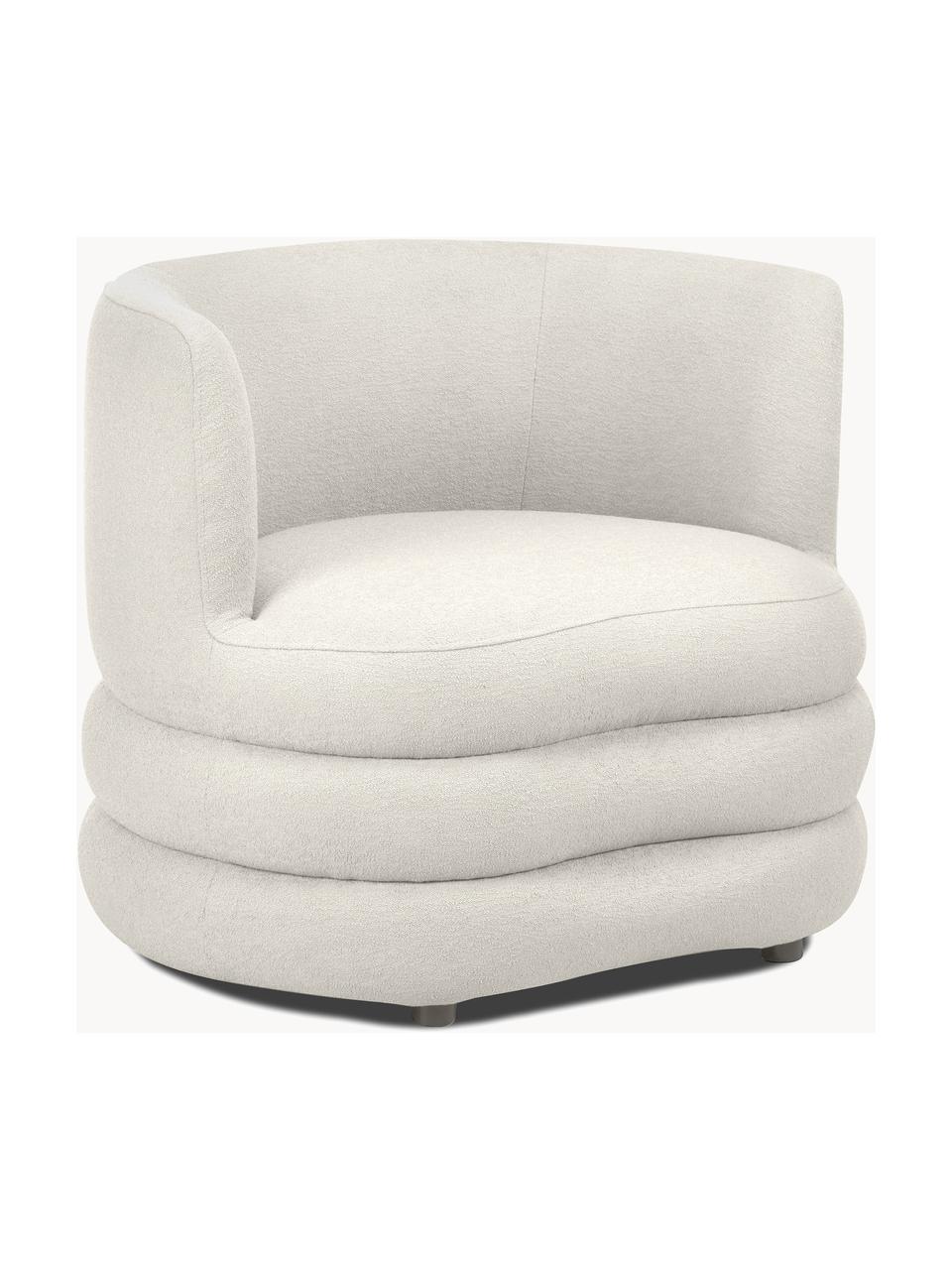 Design bouclé fauteuil Solomon, Bekleding: 100% polyester Met 35.000, Frame: massief sparrenhout, berk, Poten: kunststof Dit product is , Bouclé crèmewit, B 95 x D 80 cm