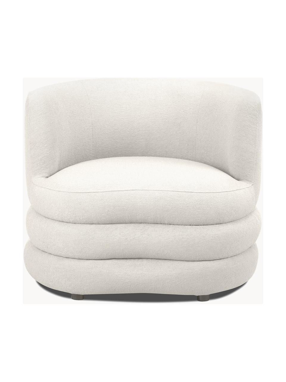 Fauteuil design en tissu bouclé Solomon, Bouclé blanc crème, larg. 95 x prof. 80 cm