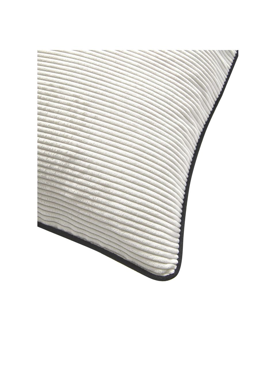 Geweven fluwelen kussenhoezen Carter in crèmewit met gestructureerde oppervlak, 2 stuks, 88% polyester, 12% nylon, Wit, B 45 x L 45 cm