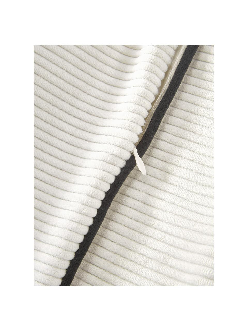 Zamatové poťahy na vankúše so štruktúrovaným povrchom Carter, 2 ks, 88 % polyester, 12 % nylon, Lomená biela, čierna, Š 45 x D 45 cm
