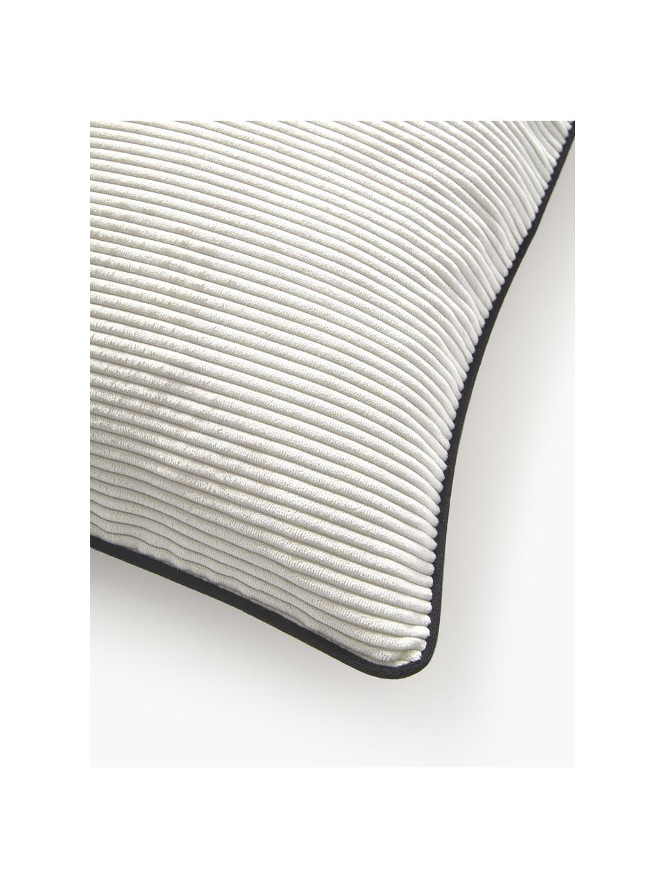 Tkané sametové povlaky na polštáře se strukturovaným povrchem Carter, 2 ks, 88% polyester, 12% nylon, Tlumeně bílá, černá, Š 45 cm, D 45 cm