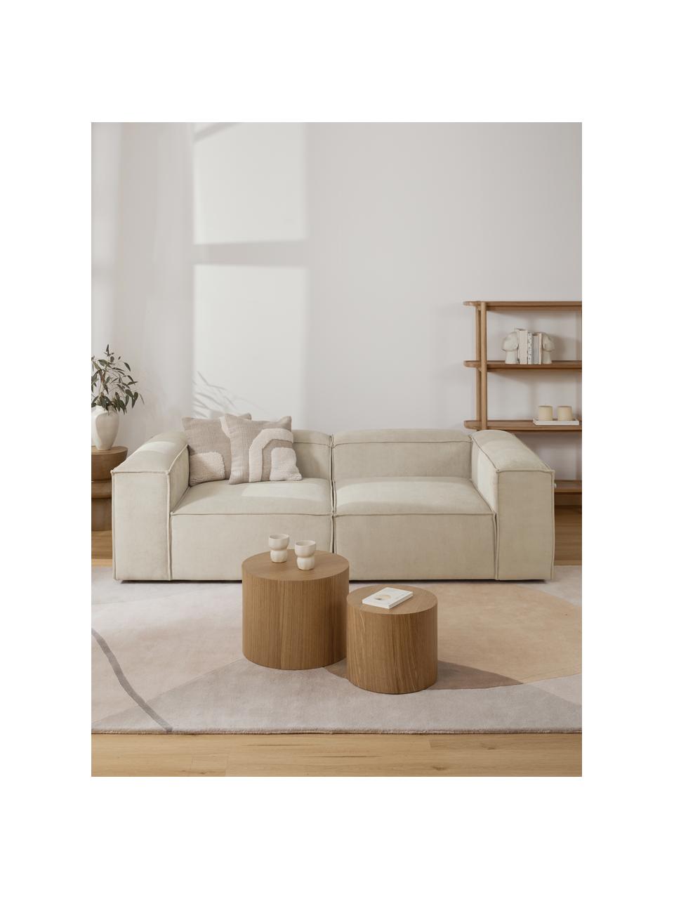 Sofá rinconero modular de pana Lennon (3 plazas), Tapizado: pana (92% poliéster, 8% p, Estructura: madera de pino maciza, ma, Patas: plástico, Pana beige, An 238 x F 119 cm