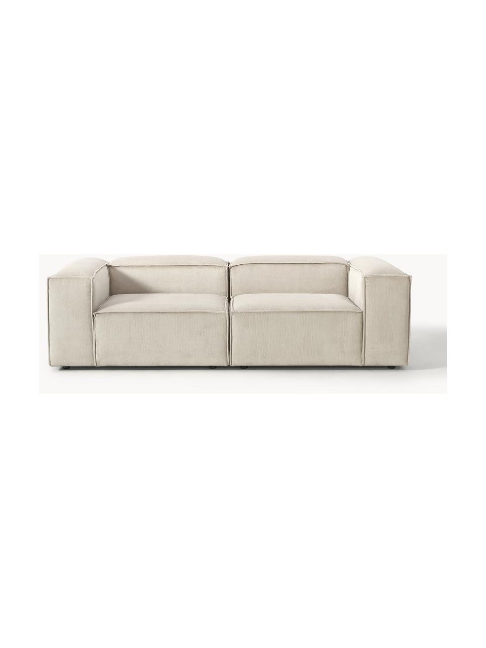 Modulares Sofa Lennon (3-Sitzer) aus Cord, Bezug: Cord (92 % Polyester, 8 %, Gestell: Massives Kiefernholz, Spe, Füße: Kunststoff Dieses Produkt, Cord Hellbeige, B 238 x T 119 cm