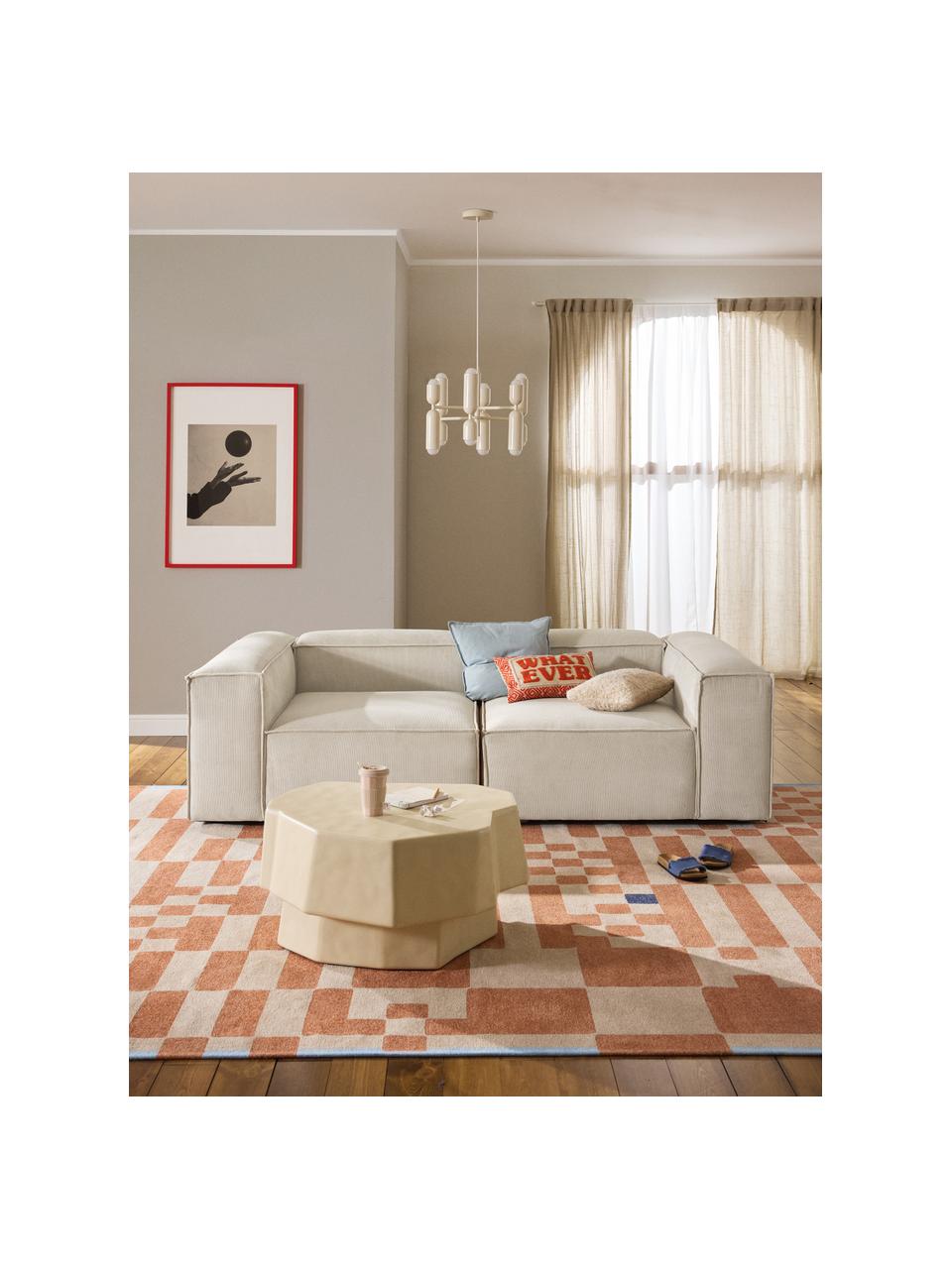 Modulares Sofa Lennon (3-Sitzer) aus Cord, Bezug: Cord (92 % Polyester, 8 %, Gestell: Massives Kiefernholz, Spe, Füße: Kunststoff Dieses Produkt, Cord Hellbeige, B 238 x T 119 cm