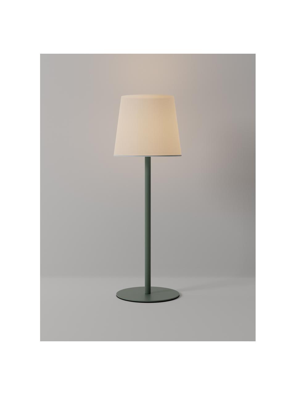 Dimbare tafellamp Fausta met USB-aansluiting, Lampenkap: kunststof, Lampvoet: gecoat metaal, Saliegroen, wit, Ø 13 x H 37 cm