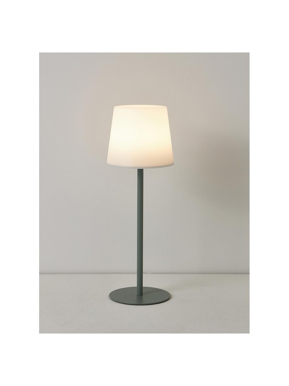 Lampada da tavolo con luce regolabile con USB Fausta, Paralume: plastica, Verde salvia, bianco, Ø 13 x Alt. 37 cm