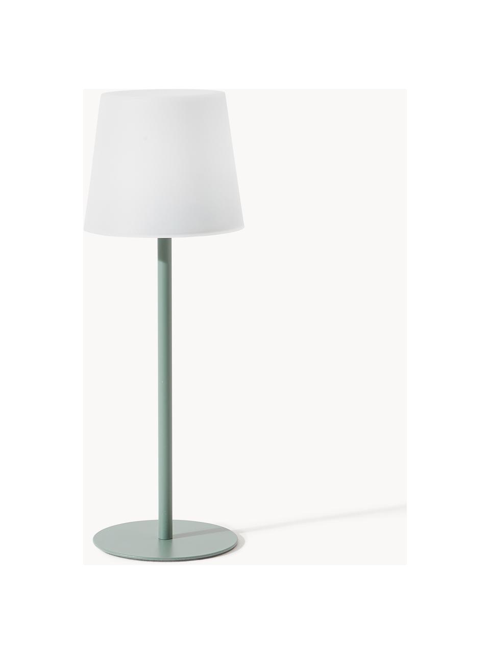 Dimbare tafellamp Fausta met USB-aansluiting, Lampenkap: kunststof, Lampvoet: gecoat metaal, Saliegroen, wit, Ø 13 x H 37 cm