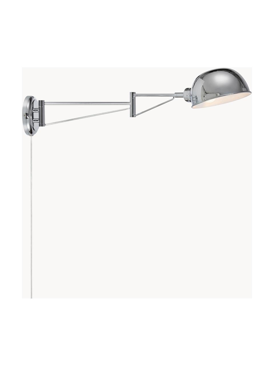 Grote wandspot Portland met stekker, Lamp: gecoat staal, Zilverkleurig, D 76 x H 16 cm