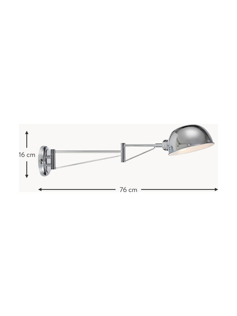 Grote wandspot Portland met stekker, Lamp: gecoat staal, Zilverkleurig, D 76 x H 16 cm