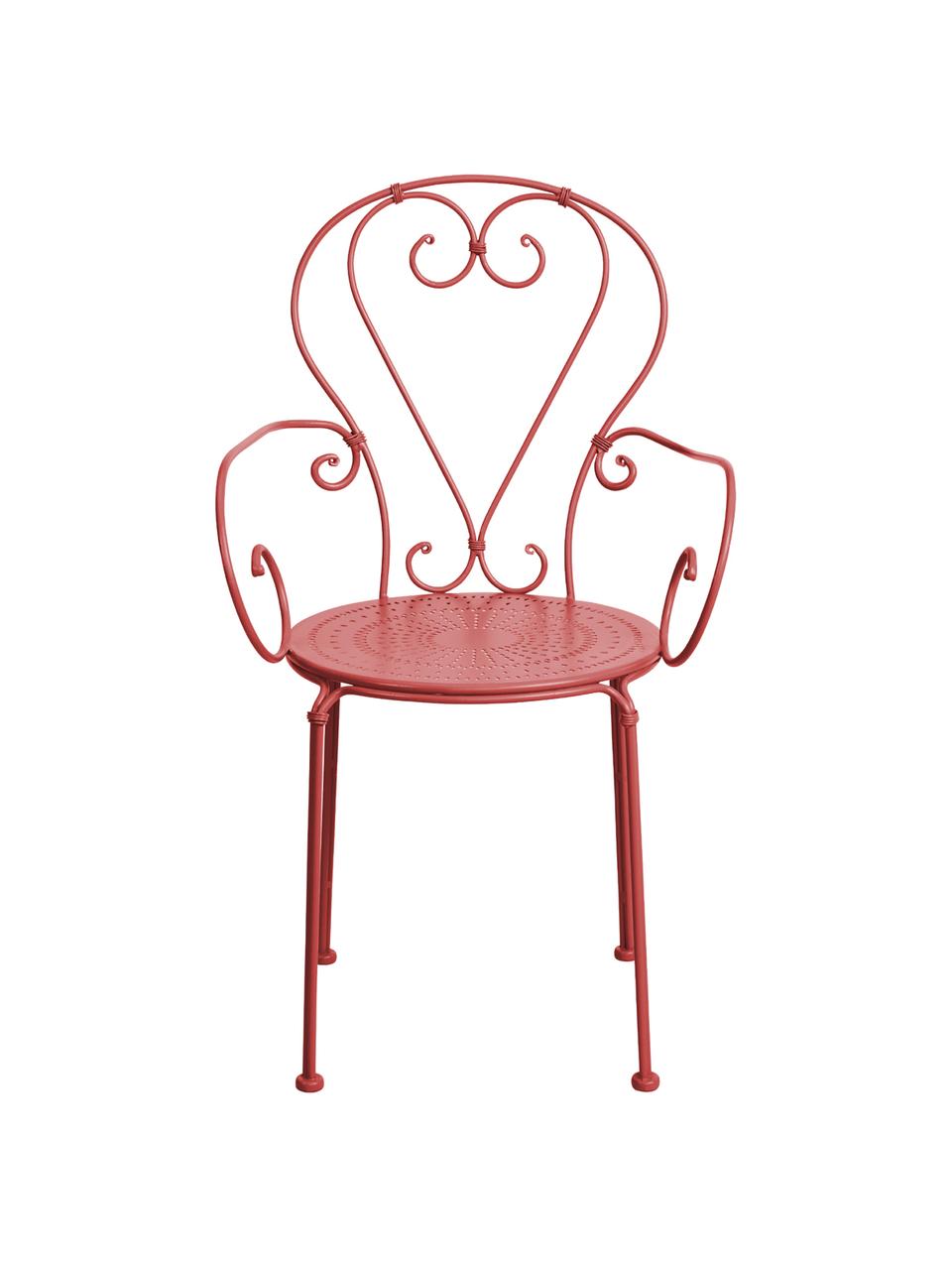 Chaise de jardin en métal et à accoudoirs Century, Rouge