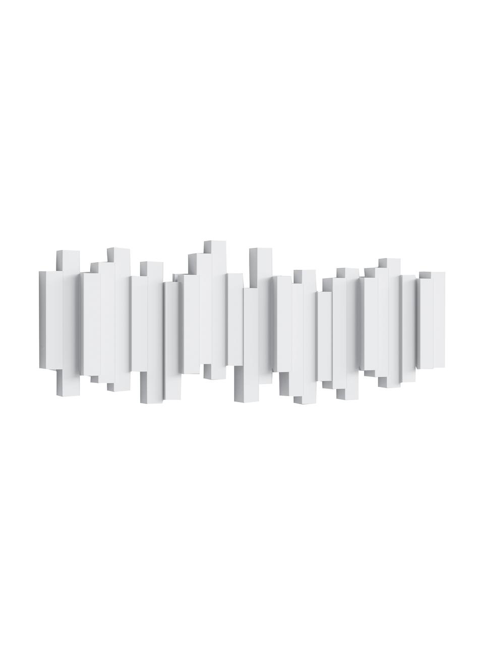 Garderobenhaken mit Stäbchendesign in Weiß, Kunststoff, Weiß, B 48 x H 18 cm
