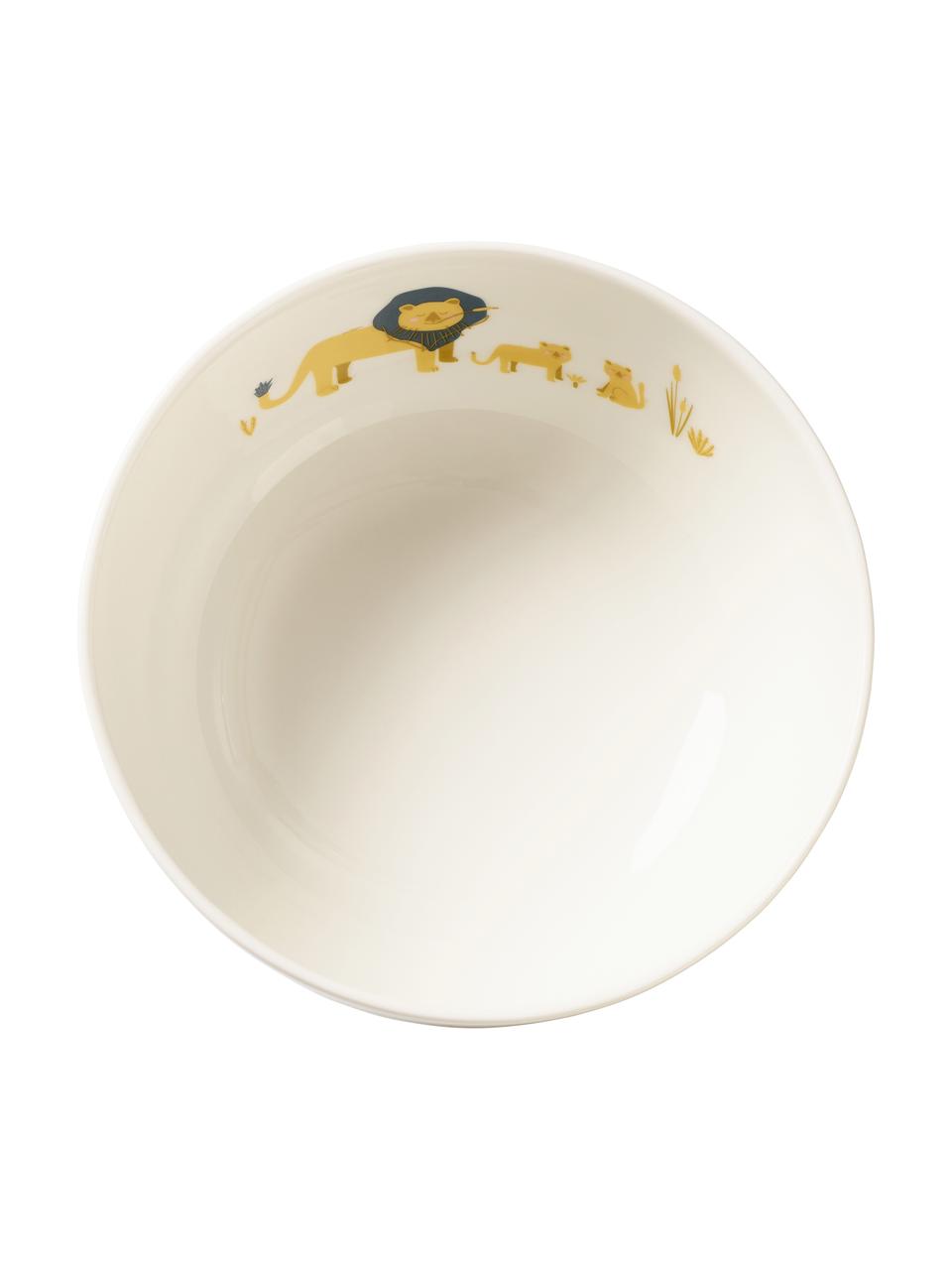 Serviesset Leo Löwe, 5-delig, Fine Bone China (porselein), Wit, geel, blauw, Set met verschillende formaten