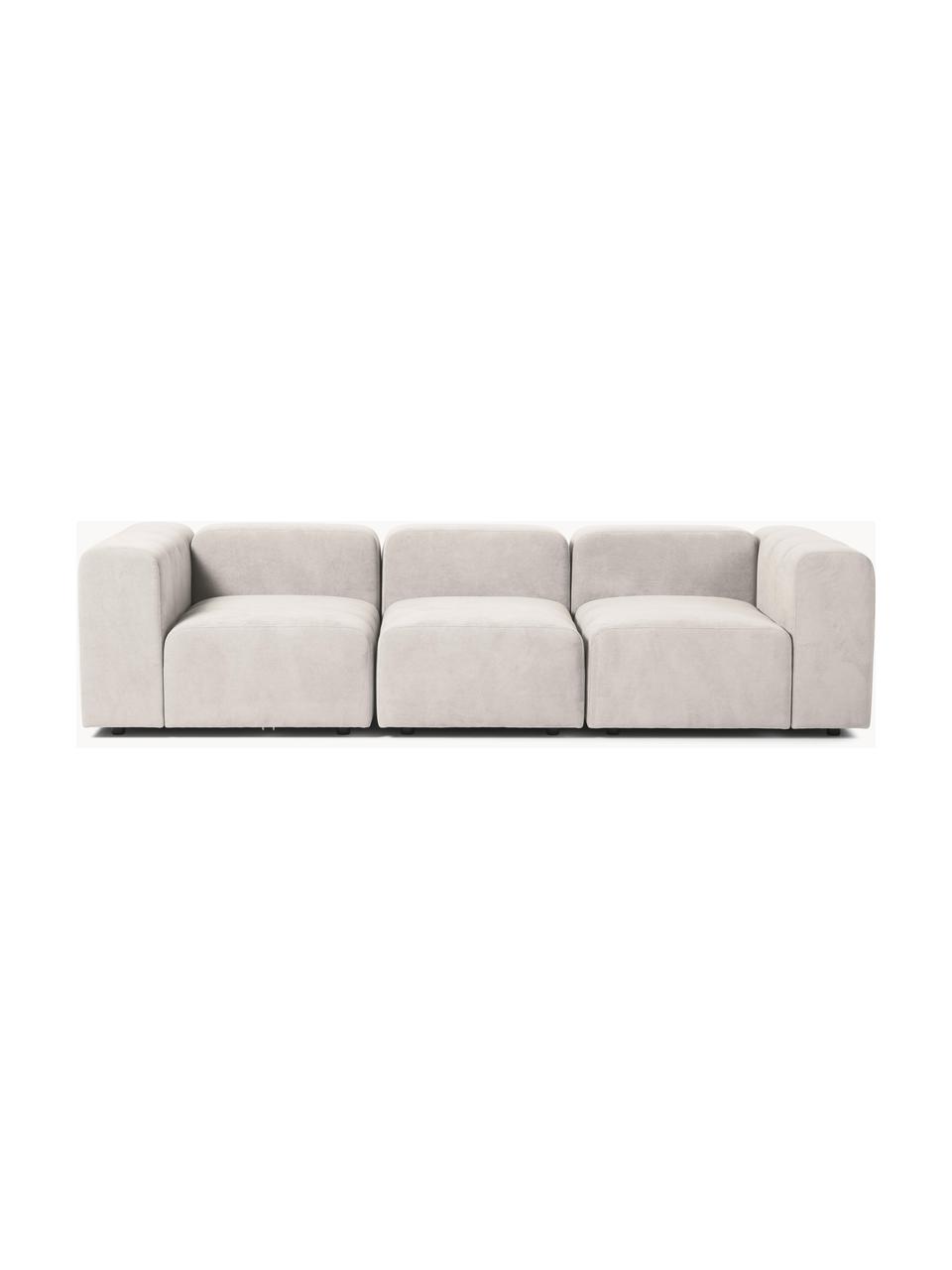 Modulaire bank Lena (4-zits), Bekleding: geweven stof (88% polyest, Frame: grenenhout, multiplex, ha, Poten: kunststof, Geweven stof crèmewit, B 284 x D 106 cm