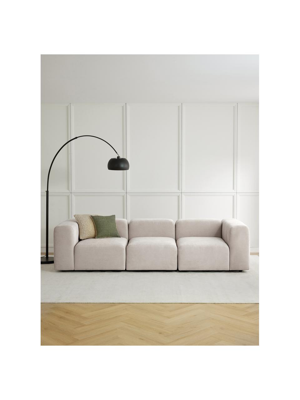 Sofá modular Lena (3 plazas), Tapizado: tejido (88% poliéster, 12, Estructura: madera de pino, contracha, Patas: plástico, Tejido blanco crema, An 284 x F 106 cm