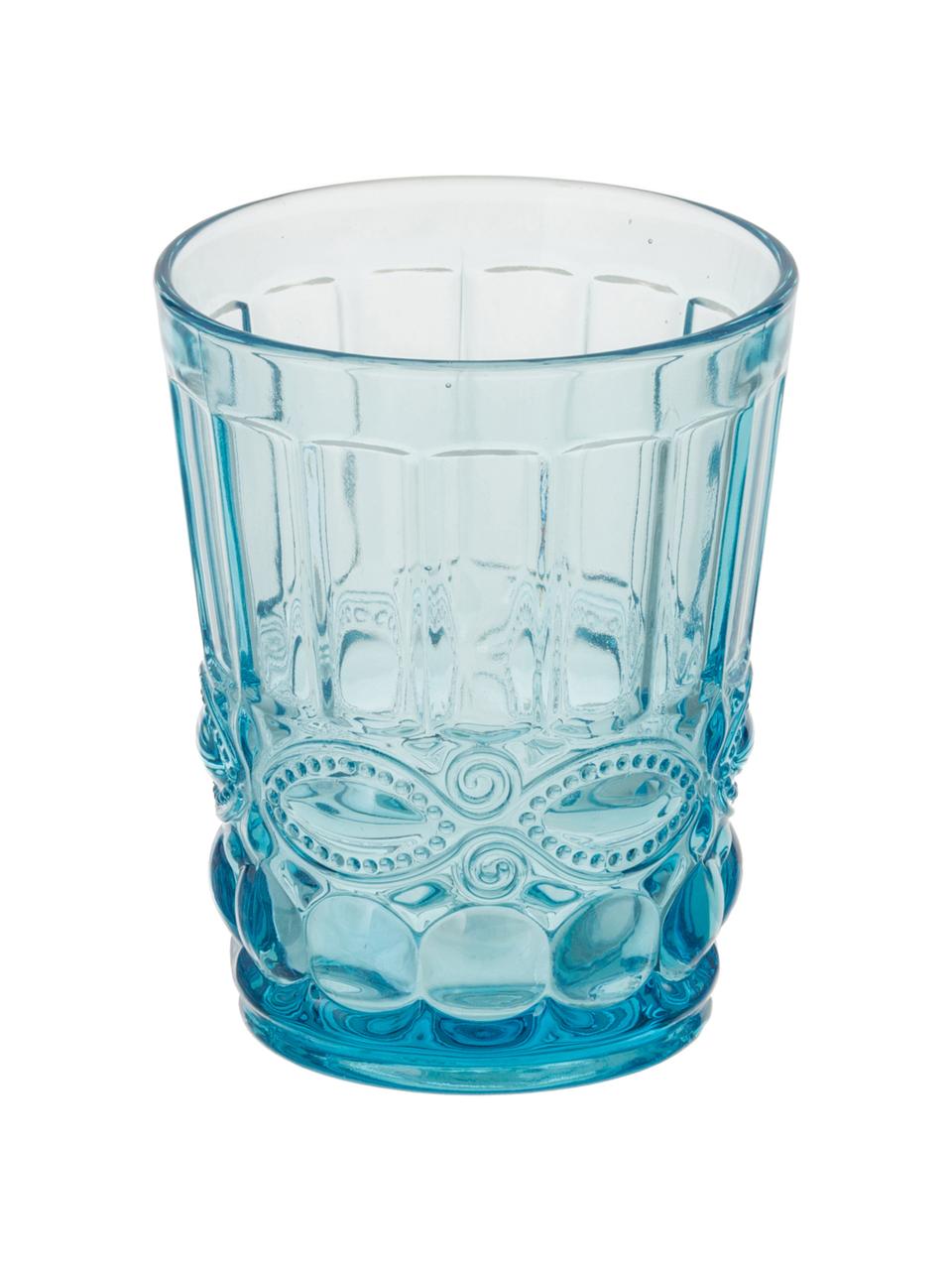 Set 6 bicchieri acqua  con rilievo decorativo Nobilis, Vetro, Multicolore, Ø 8 x Alt. 10 cm