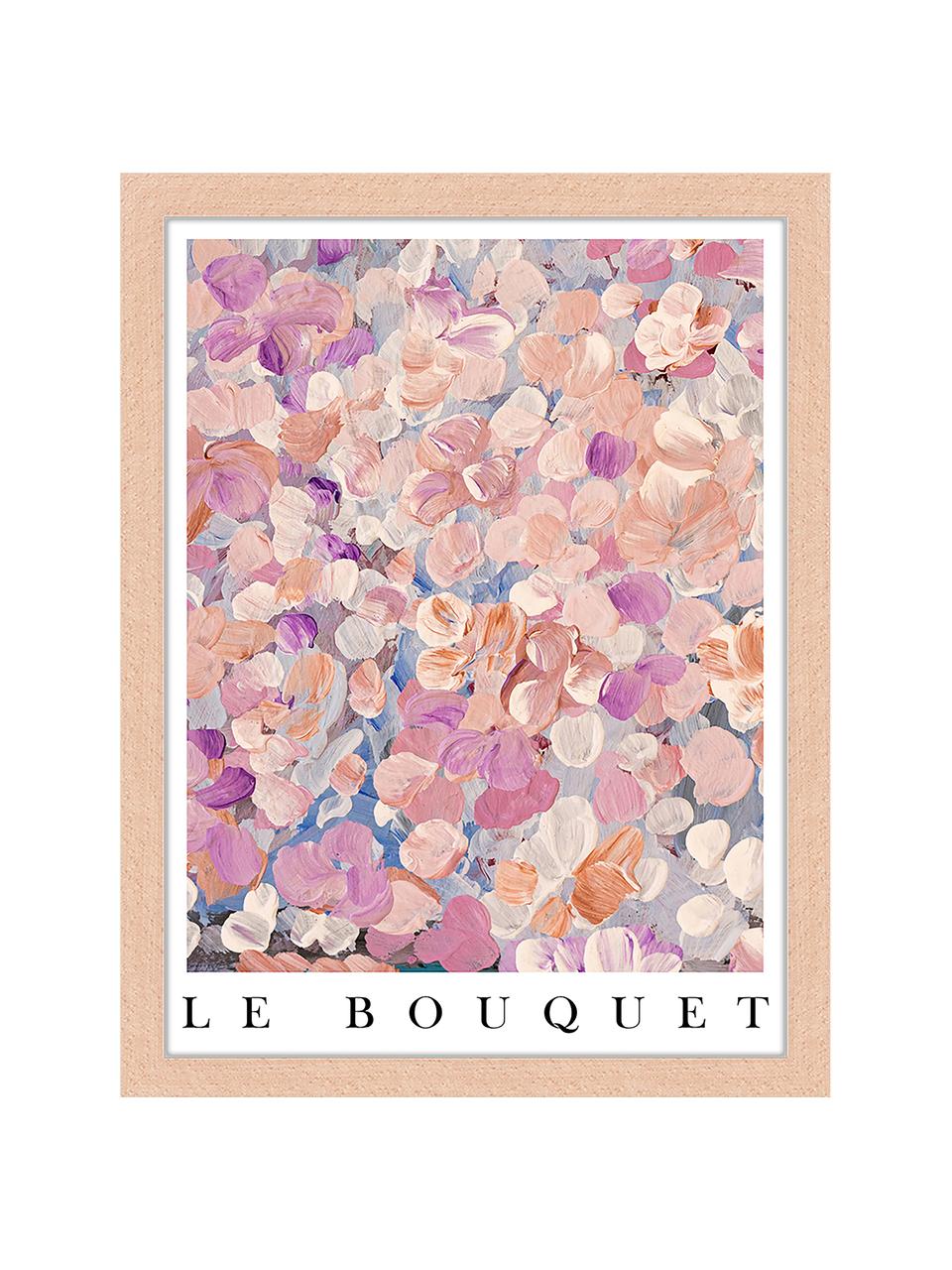 Gerahmter Digitaldruck Le Bouquet, Rahmen: Buchenholz, Bild: Digitaldruck auf Papier, , Front: Acrylglas Dieses Produkt , Helles Holz, Bunt, B 33 x H 43 cm
