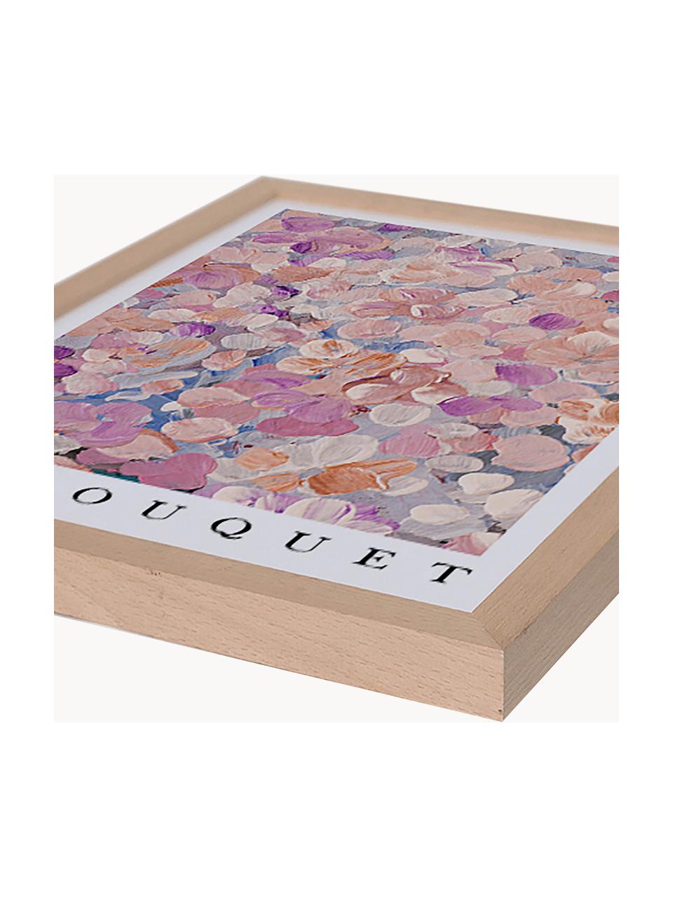 Ingelijste digitale print Le Bouquet, Lijst: beukenhout FSC-gecertific, Licht hout, meerkleurig, B 33 x H 43 cm