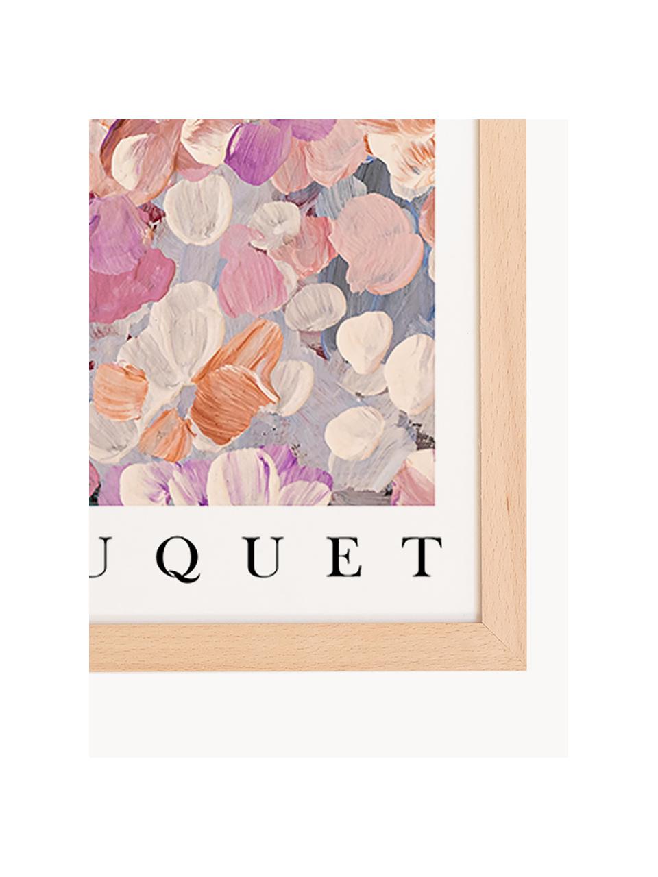 Impression numérique encadrée Le Bouquet, Bois clair, multicolore, larg. 33 x haut. 43 cm