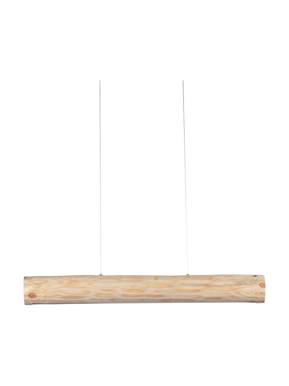 Grote dimbare LED hanglamp Lucas van hout, Lampenkap: grenenhout, naturel, Baldakijn: gecoat metaal, Beige, 90 x 12 cm