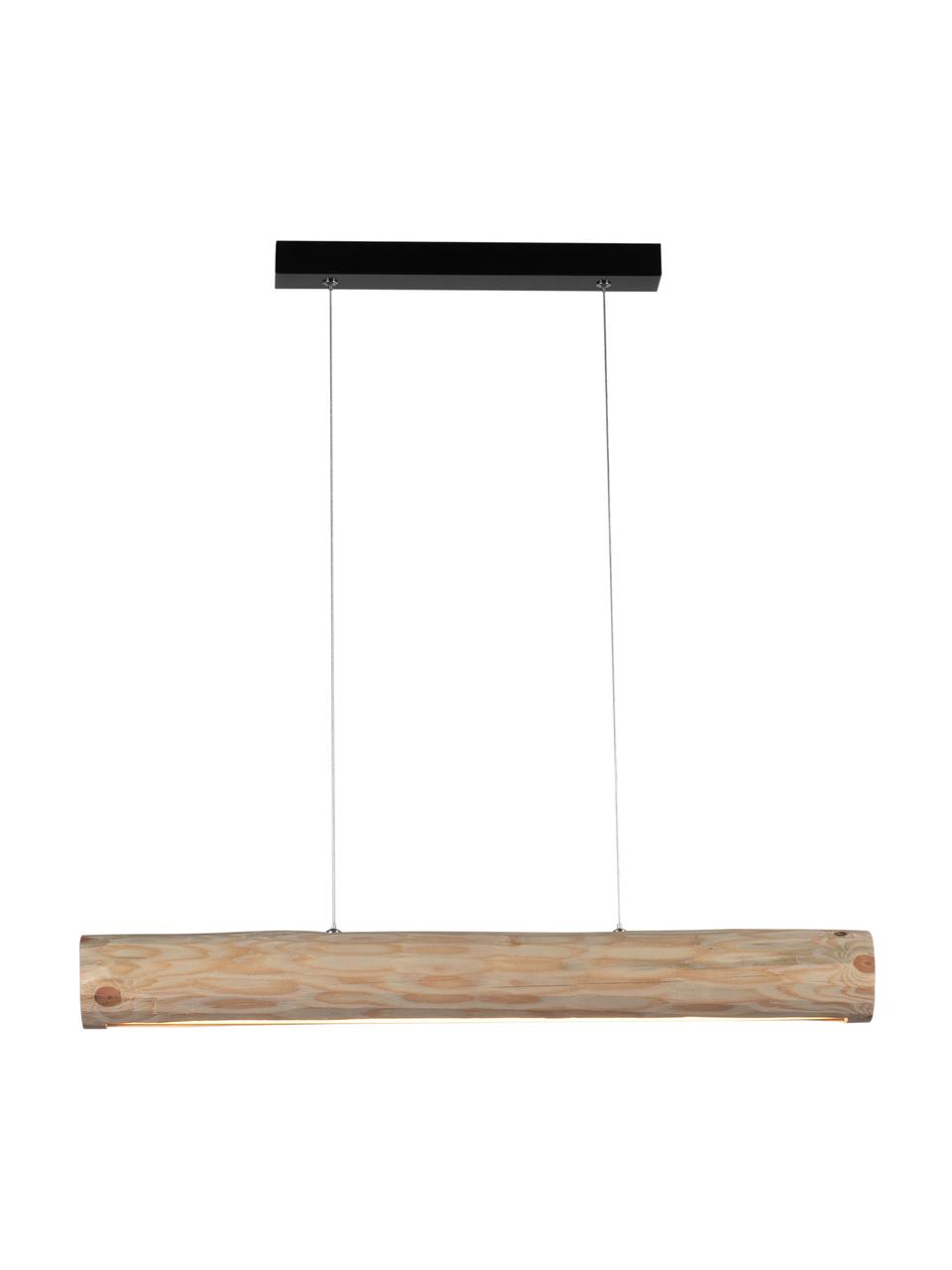 Lampada a sospensione a LED Lucas, Paralume: legno di pino naturale, Baldacchino: metallo rivestito, Beige, Larg. 90 x Alt. 12 cm