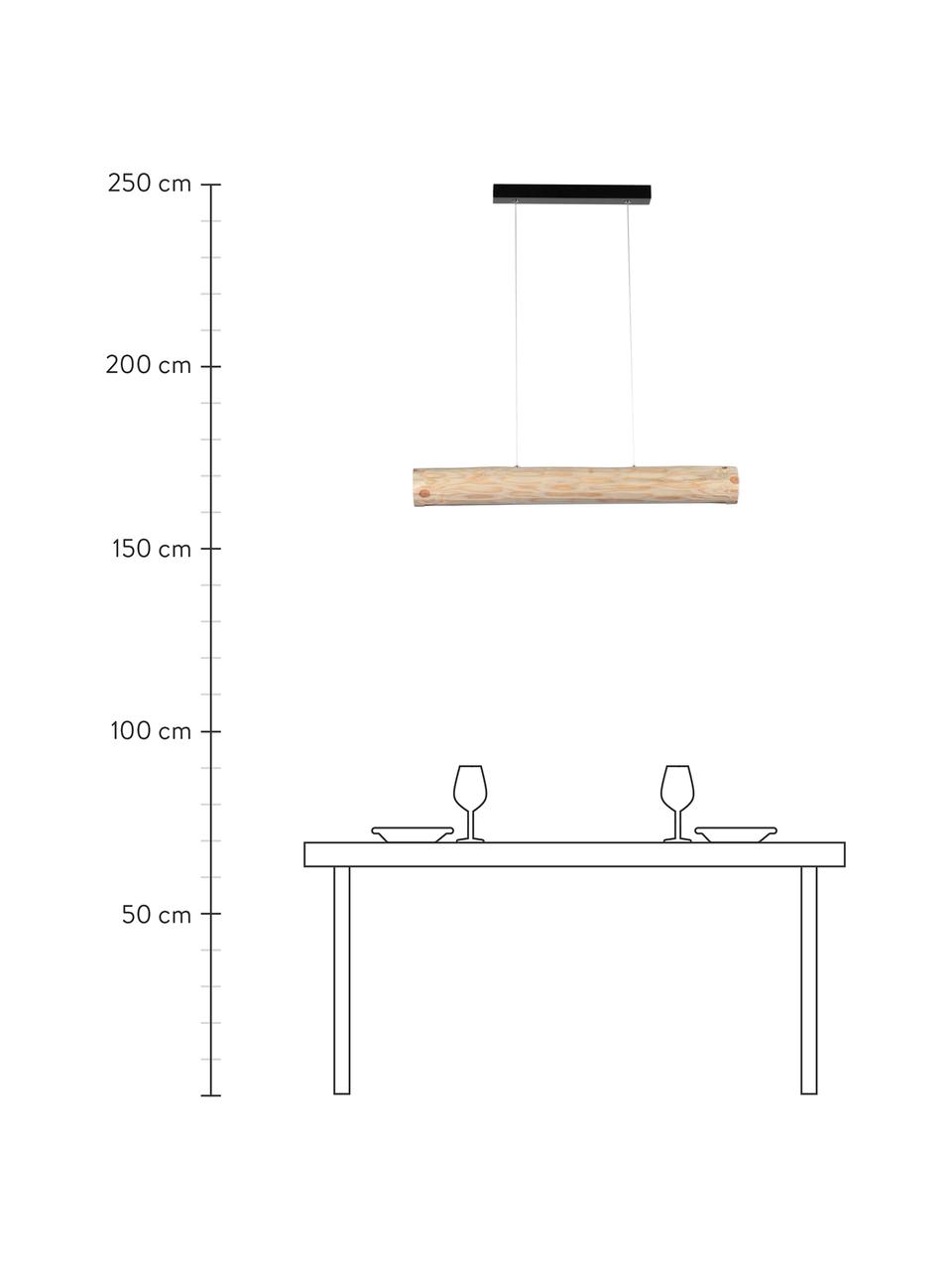 Grande suspension en bois LED à intensité variable Lucas, Beige