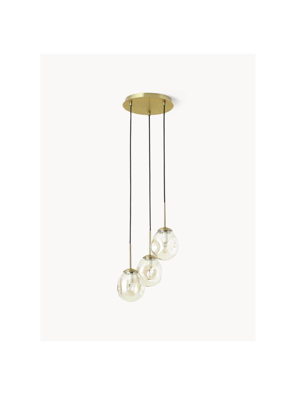 Cluster hanglamp Amora van glas, Goudkleurig, messingkleurig, Ø 15 x H 16 cm