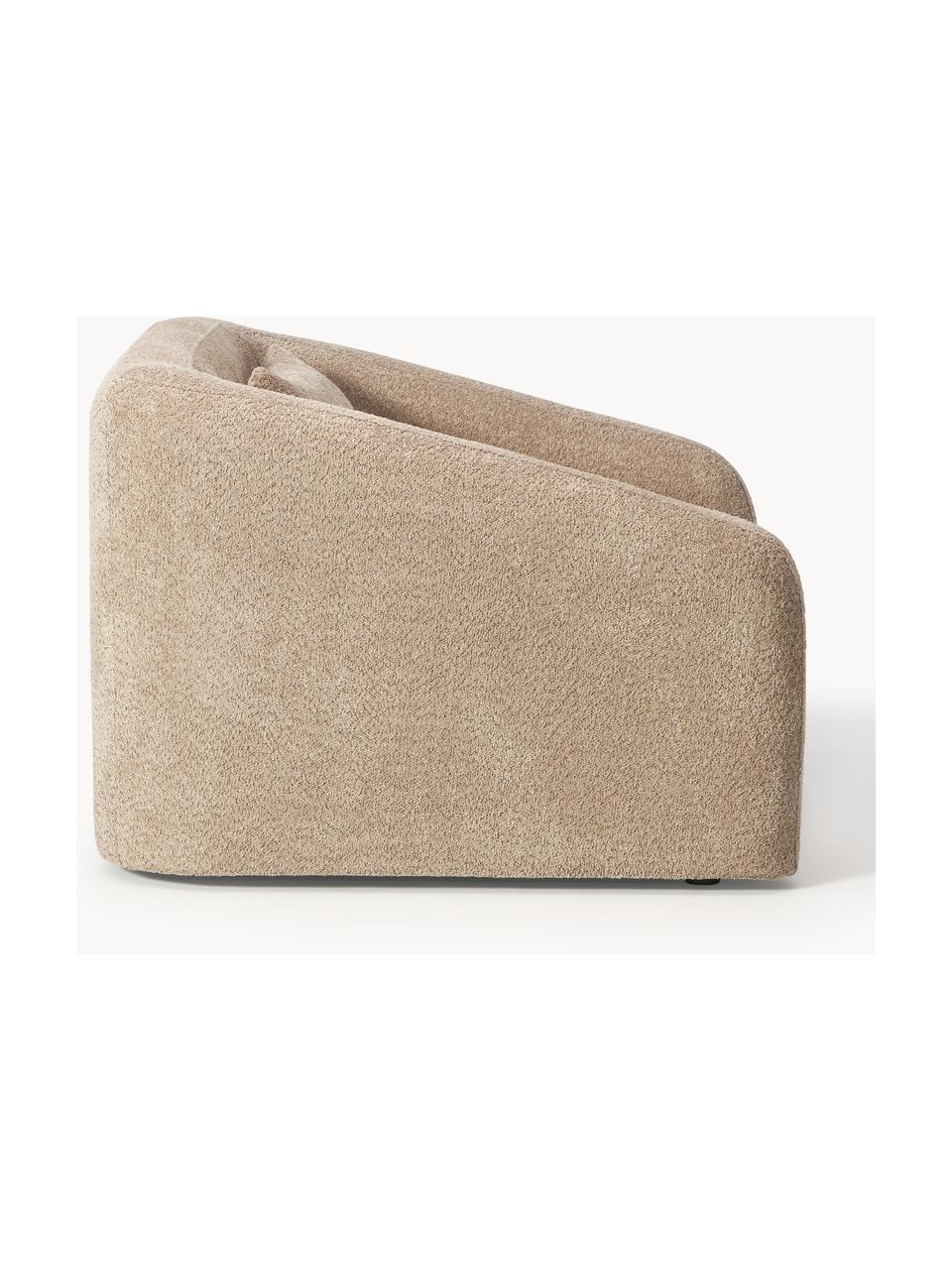 Fauteuil convertible en peluche-bouclé Eliot, Peluche-bouclé beige, larg. 100 x prof. 94 cm