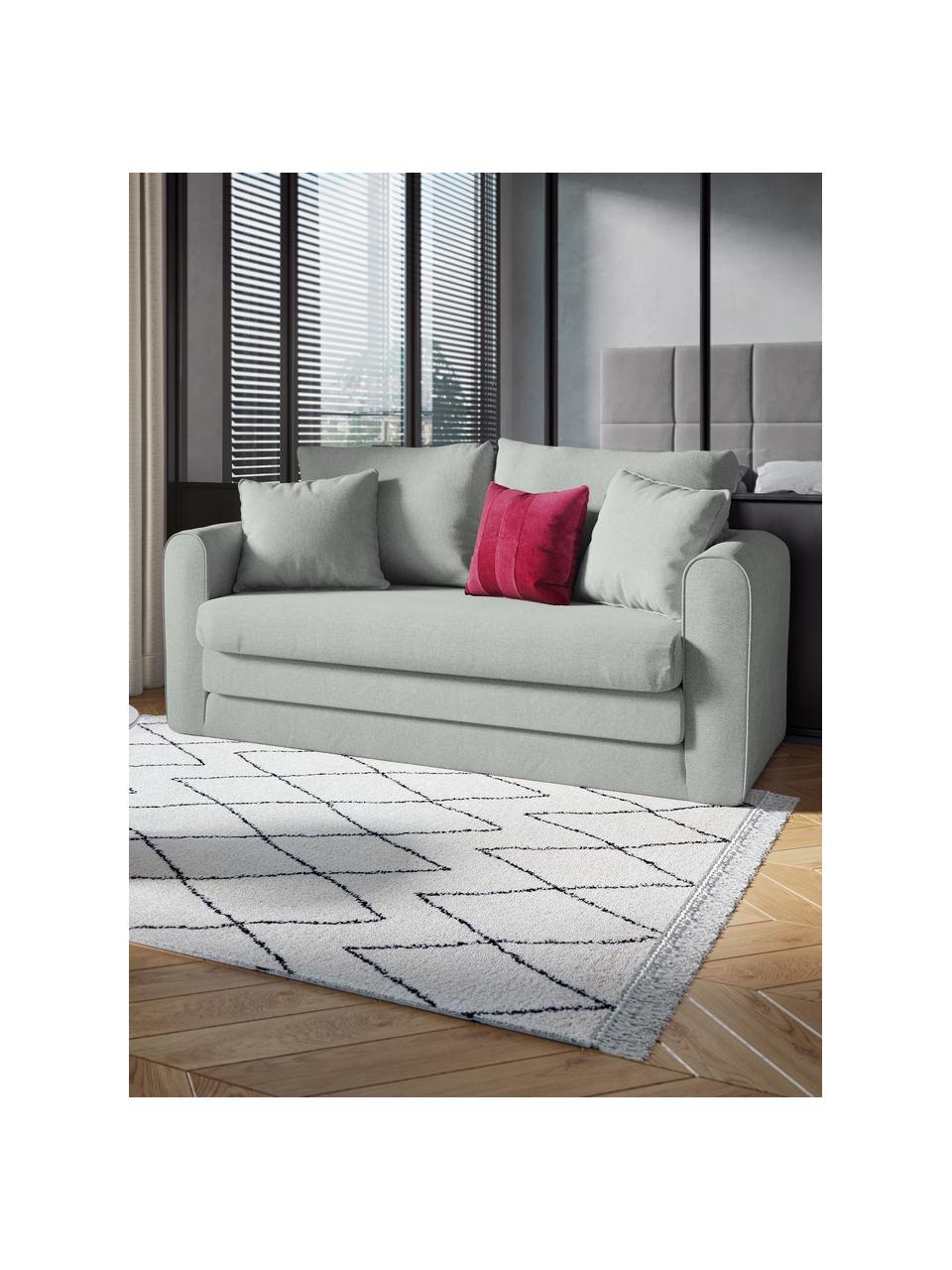 Sofa rozkładana Lido (2-osobowa), Tapicerka: poliester imitujący len D, Nogi: tworzywo sztuczne, Jasnoniebieska tkanina, S 158 x G 69 cm