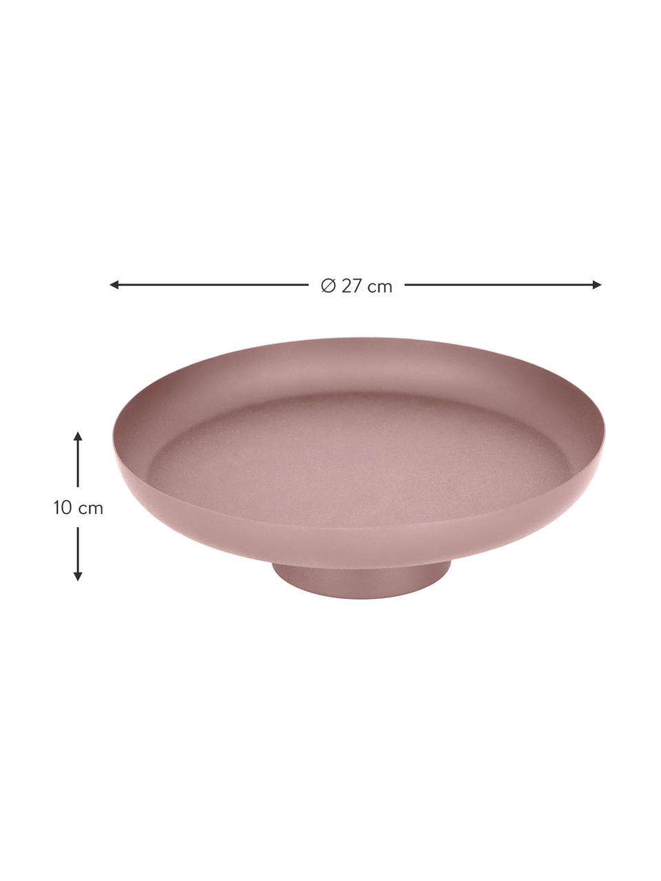 Plateau rond décoratif vieux rose Dagna, Métal, enduit, Brun-gris foncé, Ø 27 x haut. 10 cm