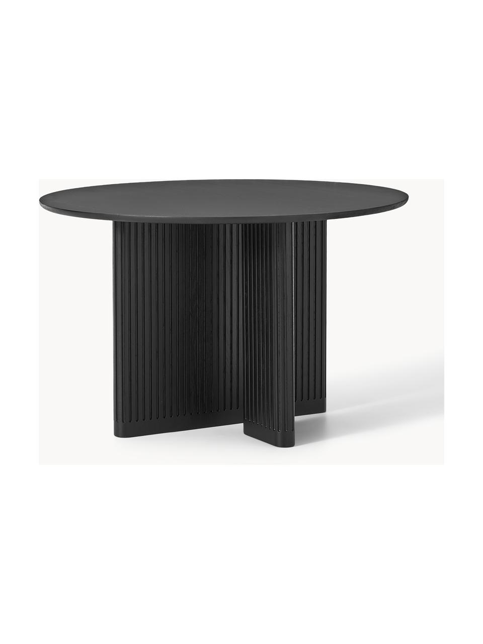 Table ronde en chêne Jolka, Ø 120 cm, Chêne noir laqué, Ø 120 cm