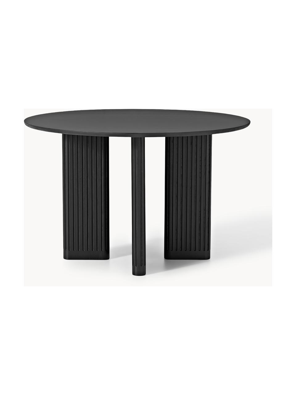 Table ronde en chêne Jolka, Ø 120 cm, Chêne noir laqué, Ø 120 cm