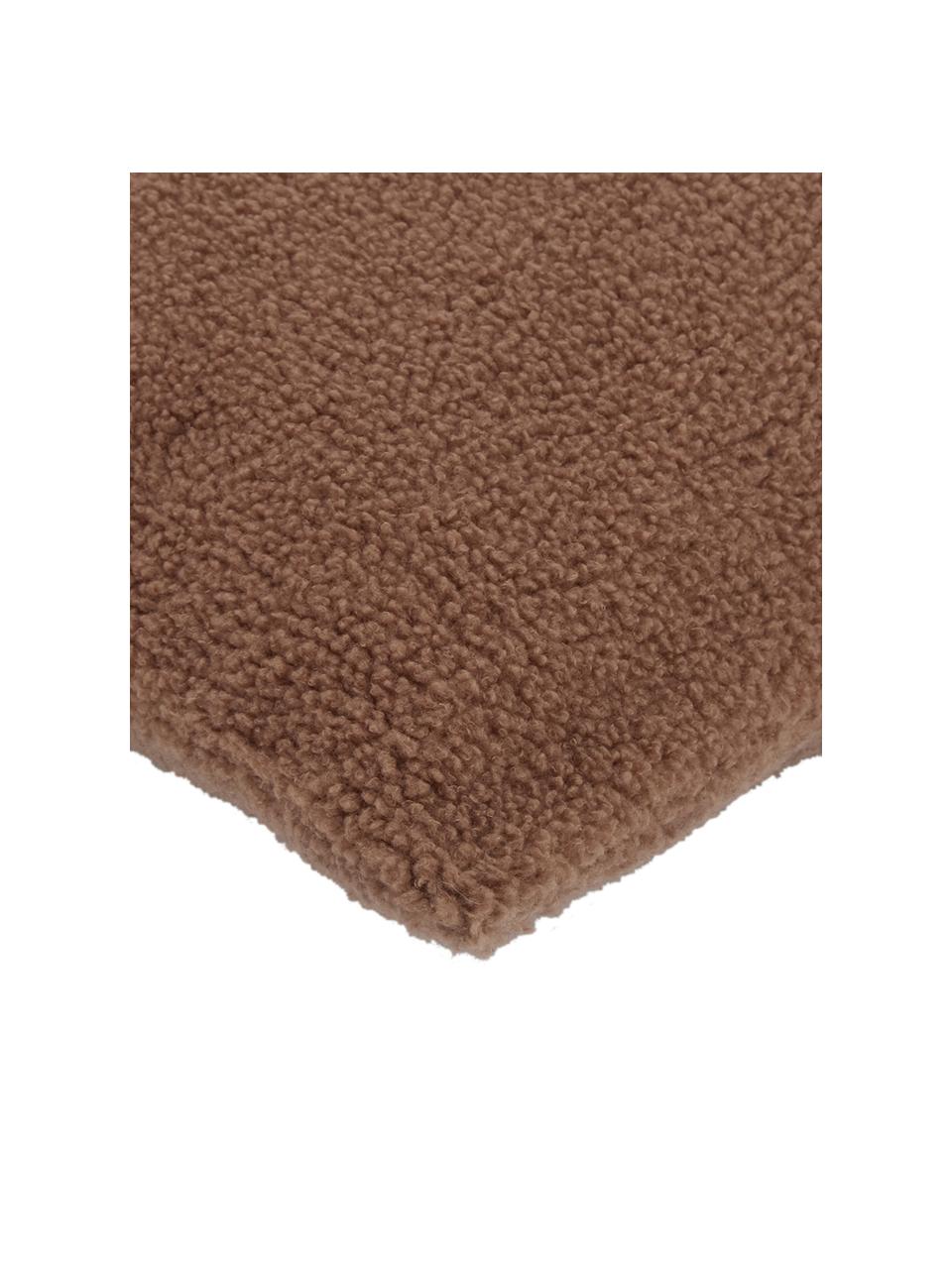 Housse de coussin en tissu peluche Mille, 100 % polyester (tissu peluche), Brun, larg. 60 x long. 60 cm