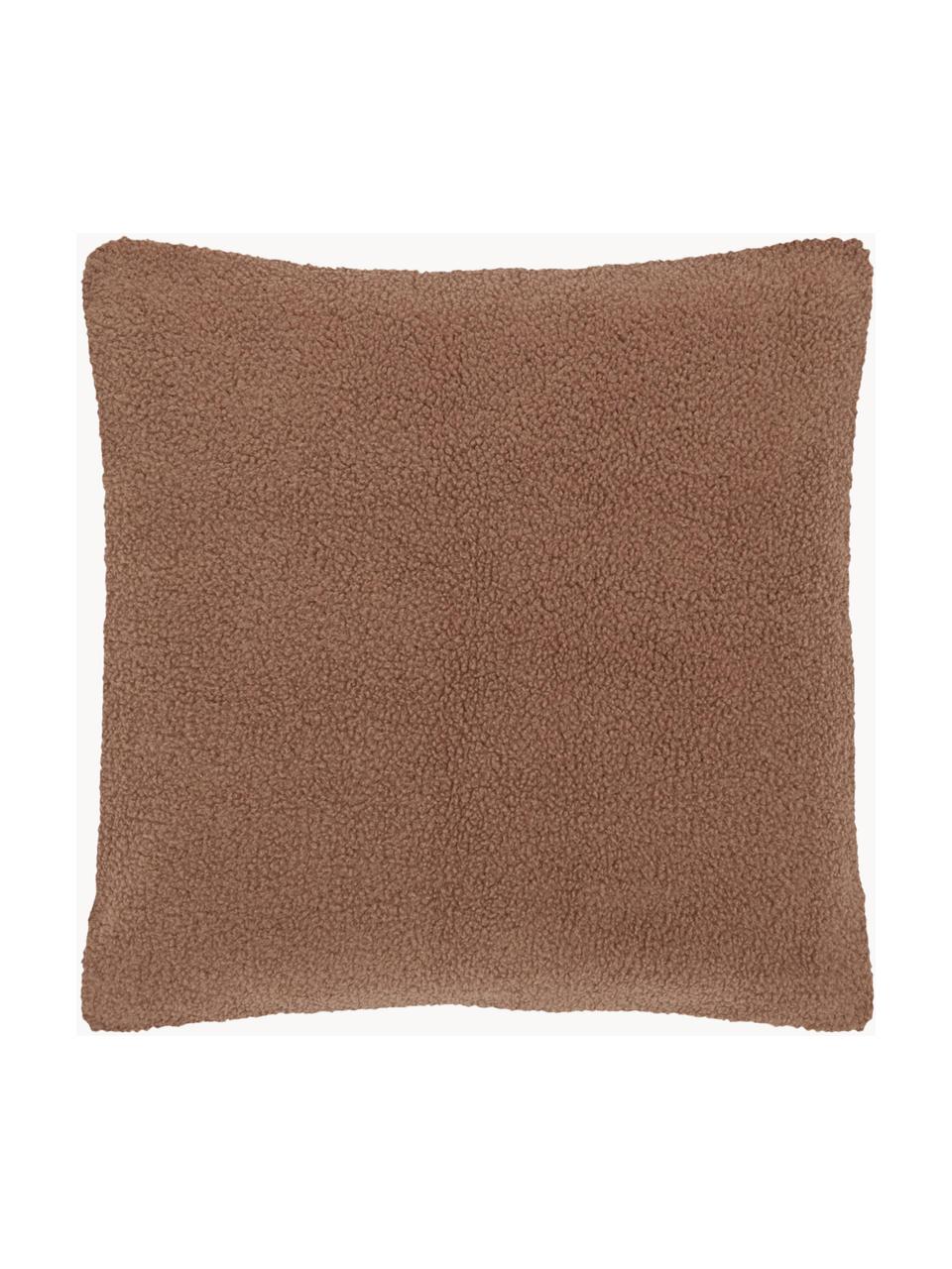 Housse de coussin 60x60 en tissu peluche Mille, 100 % polyester (tissu peluche), Brun, larg. 60 x long. 60 cm