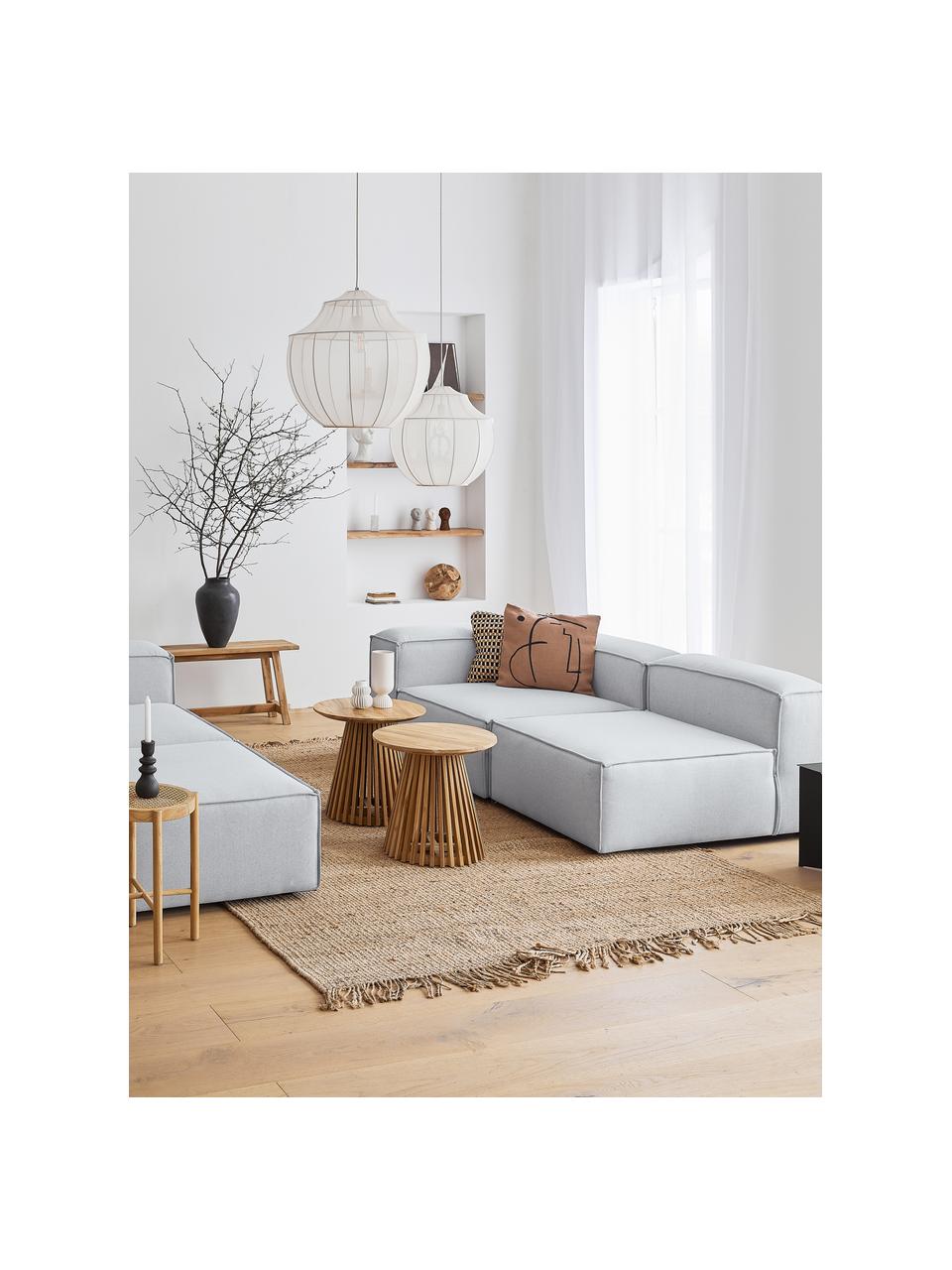 Sofá rinconera modular con reposapiés Lennon (4 plazas), Tapizado: 100% poliéster Alta resis, Estructura: madera de pino maciza, ma, Patas: plástico, Tejido gris claro, An 326 x F 207 cm