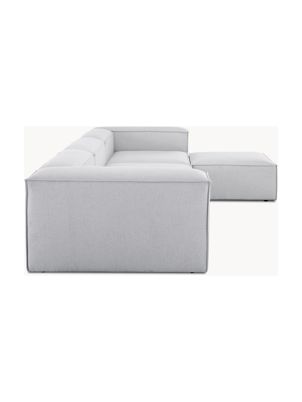 Sofá rinconera modular con reposapiés Lennon (4 plazas), Tapizado: 100% poliéster Alta resis, Estructura: madera contrachapada de p, Patas: plástico Este producto es, Tejido gris, An 326 x F 207 cm