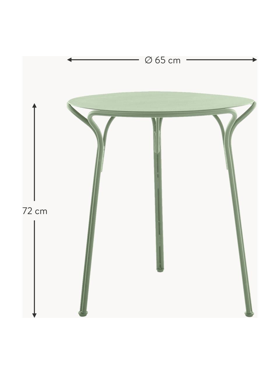 Table de jardin ronde, Hiray, Ø 65 cm, Acier galvanisé, laqué, Vert sauge, Ø 65 x haut. 72 cm