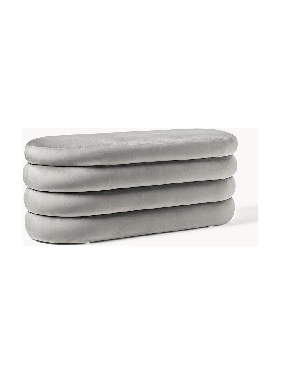 Banquette XL en velours avec rangement Alto, Velours gris, prof. 113 x haut. 47 cm