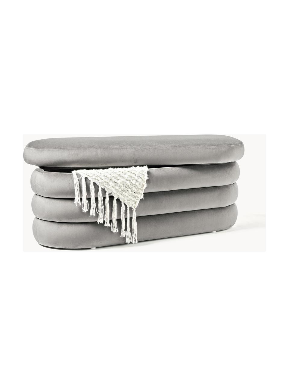 Banquette XL en velours avec rangement Alto, Velours gris, prof. 113 x haut. 47 cm